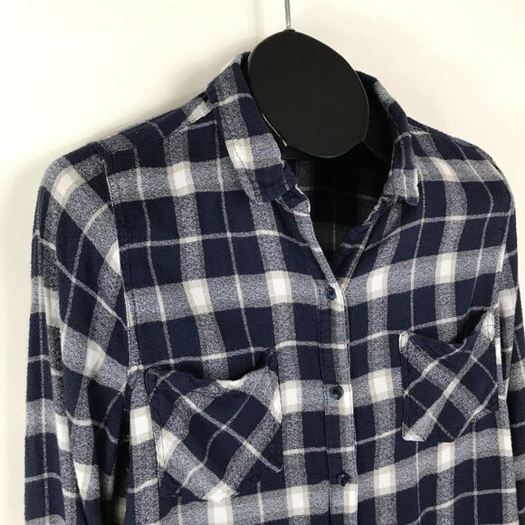 Lucky Brand Button Down Plaid Shirt Women's Large Long Sleeve Pockets Tie Back - Picture 4 of 11